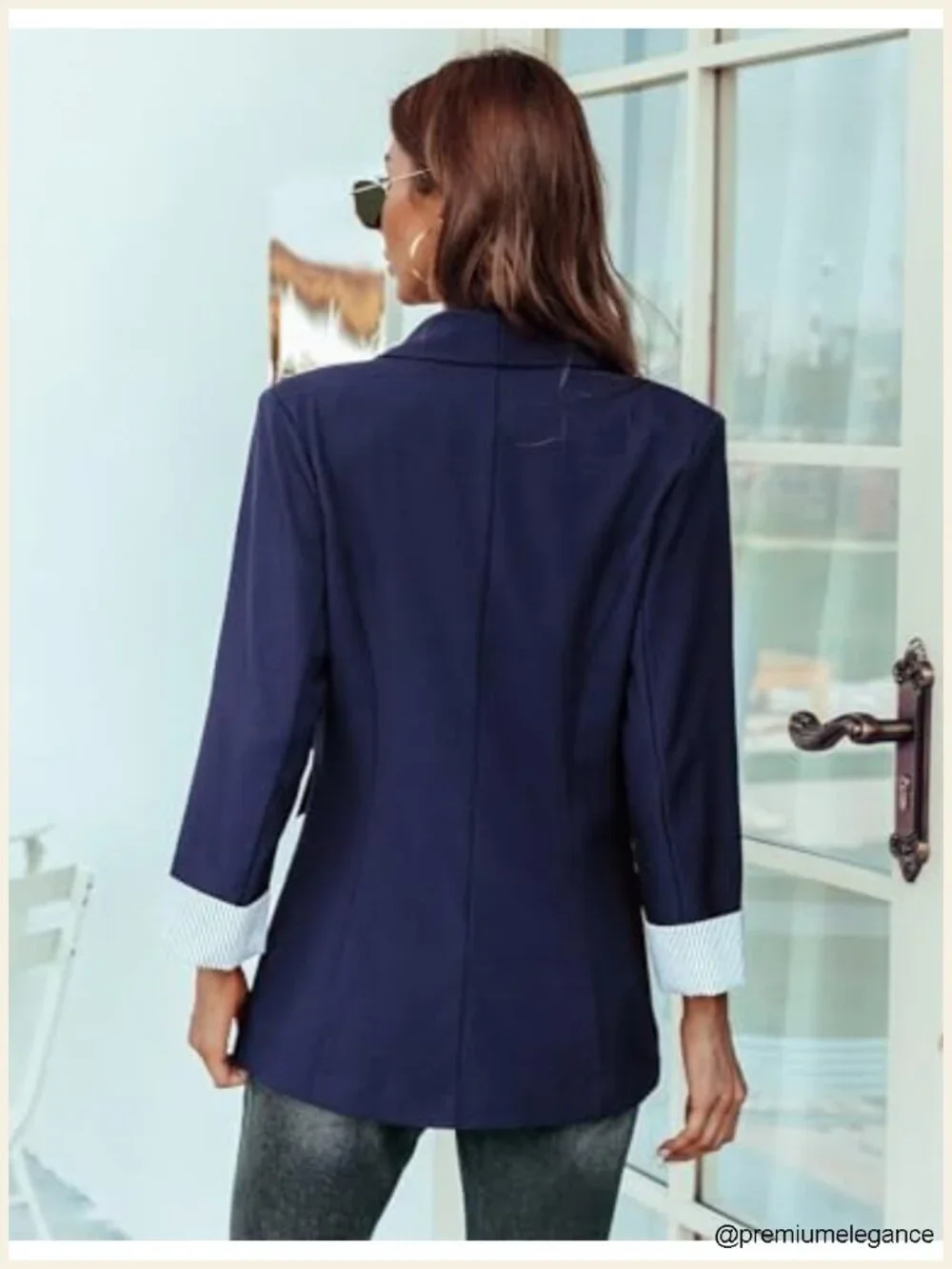Women's Shawl Collar Blazer with Pockets, Long Sleeve Office Casual Jacket